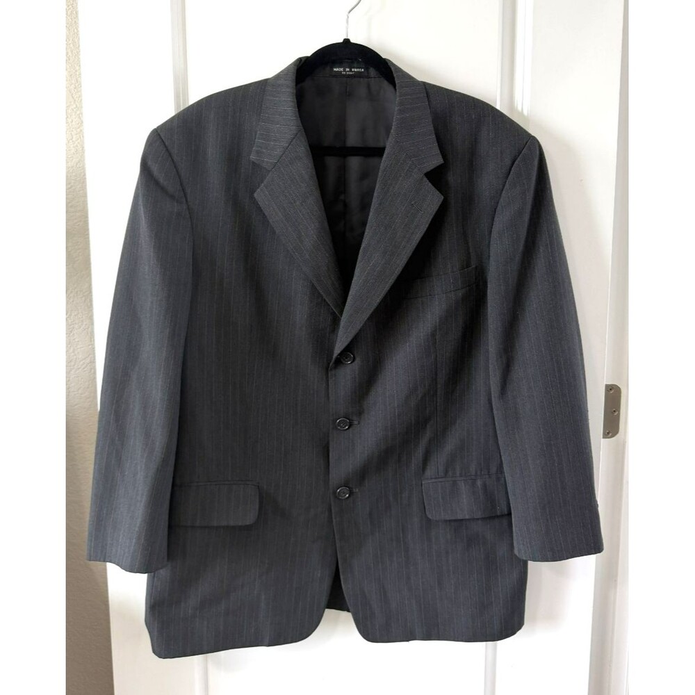 Gerald Austin Mens R44/W38 Blazer Gray Wool Blend pinstripe Sport Coat Jacket